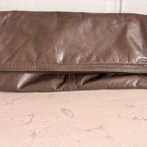 RUDSAK Gray Fold-Over Leather Clutch